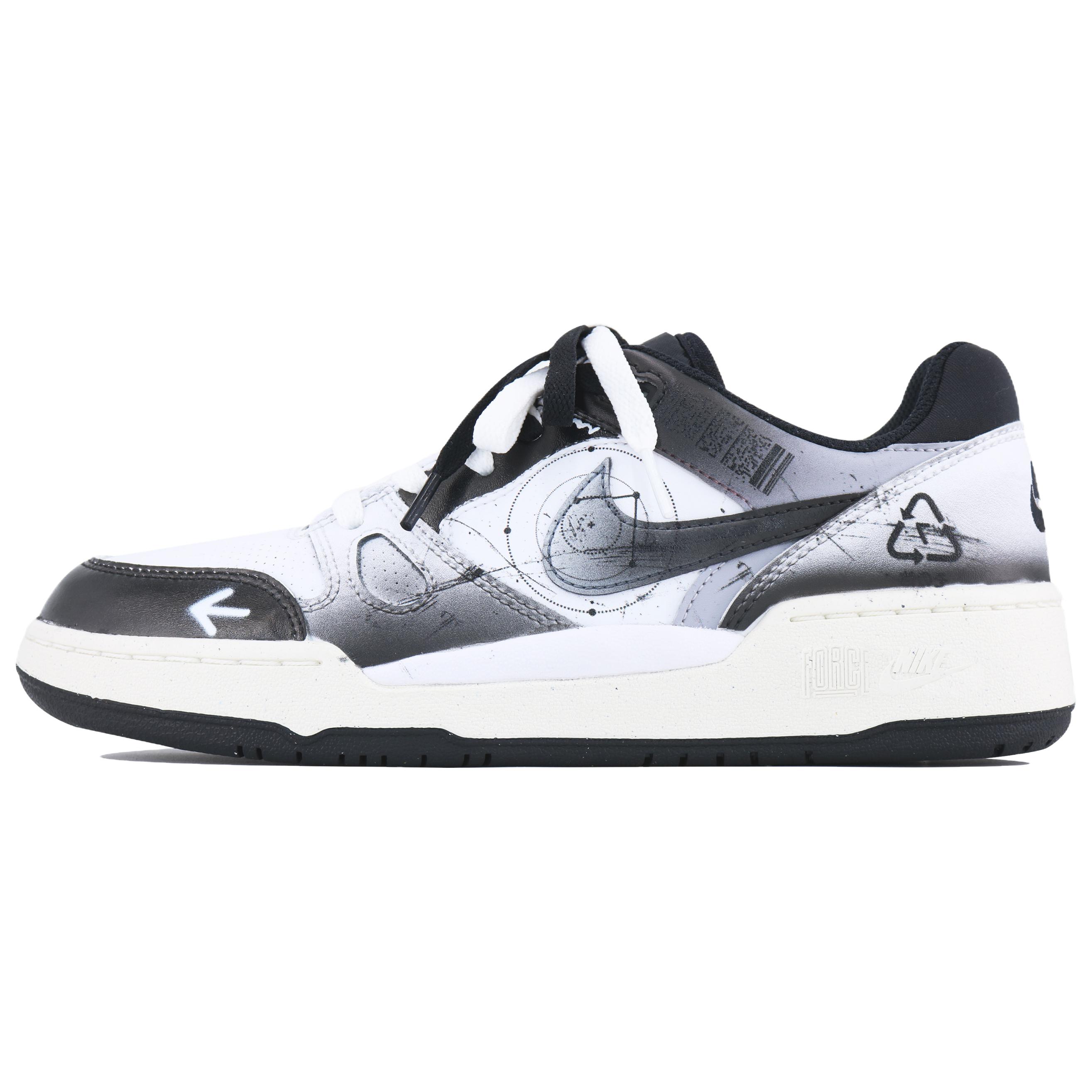 

Nike Мужские низкие скейтборд-кроссовки Full Force Low Gray Order с кожаной амортизацией, черный, белый и серый