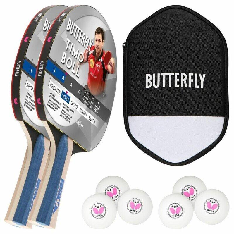 

Ракетка для настольного тенниса Butterfly 2x Timo Boll Silver 85016 + чехол + 6x 3*** мячей