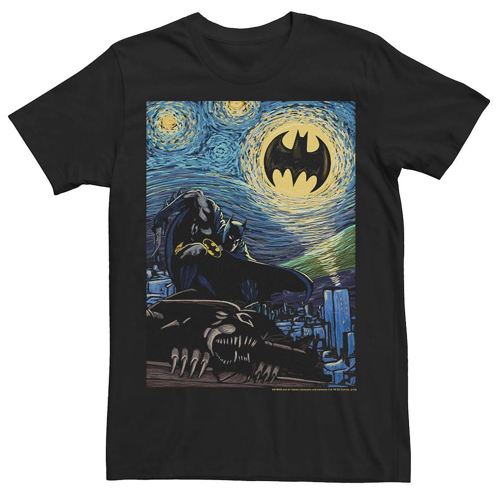 

Мужская футболка DC Comics Batman The Dark Knight Starry Night Style с графическим плакатом Licensed Character, черный