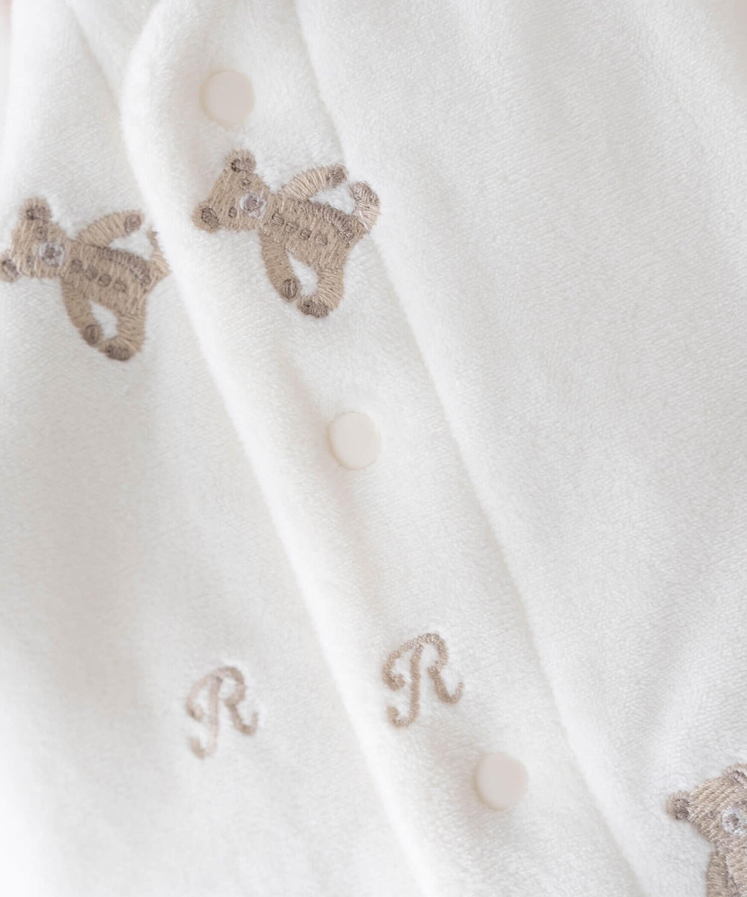 Двусторонняя жилетка из микрофлиса с вышитым медведем (60–90 см) Fillot De Bebe Reduction, Off-white — фото 3
