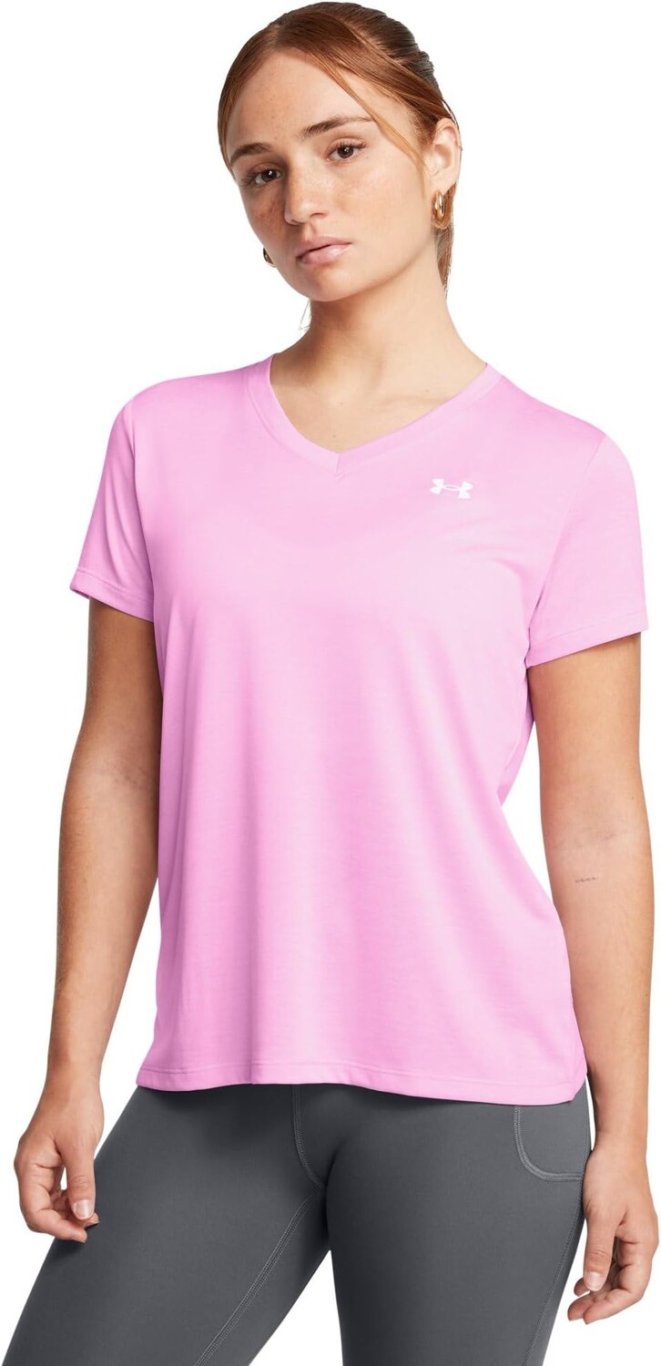 

Пуловер Under Armour Tech Short Sleeve V-Neck Twist, цвет Stellar Pink/White