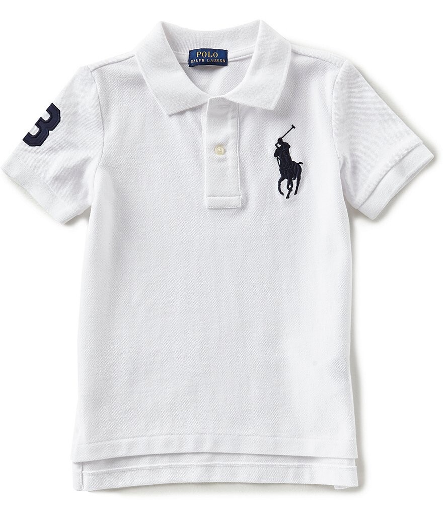 

Классическая сетчатая рубашка-поло с короткими рукавами и логотипом Polo Ralph Lauren Little Boys 2T-7, белый