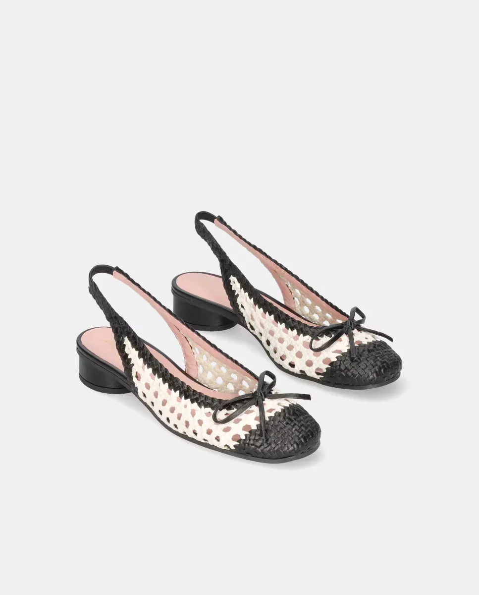 Женские балетки Odette из плетеной кожи наппа Pretty Ballerinas, чёрный — фото 2