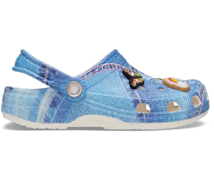 

Классические джинсовые сабо для малышей с нашивкой Crocs, белый/мультиколор