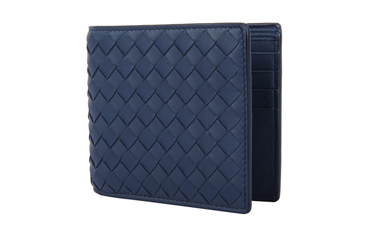 Миниатюрный унисекс-кошелёк из овчины синий Bottega Veneta — фото 4