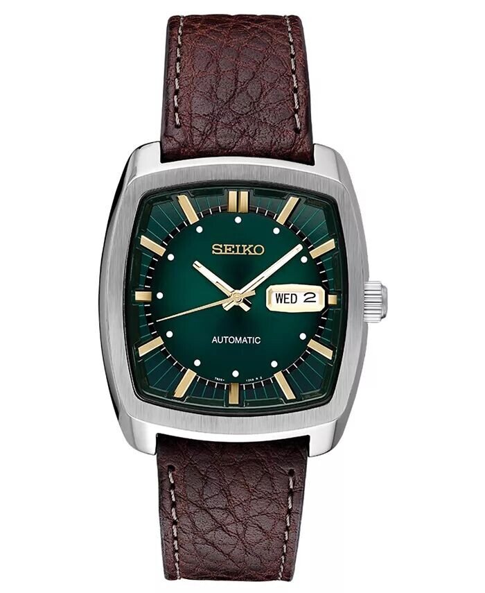 

Мужские автоматические часы Recraft с коричневым кожаным ремешком, 40 мм Seiko