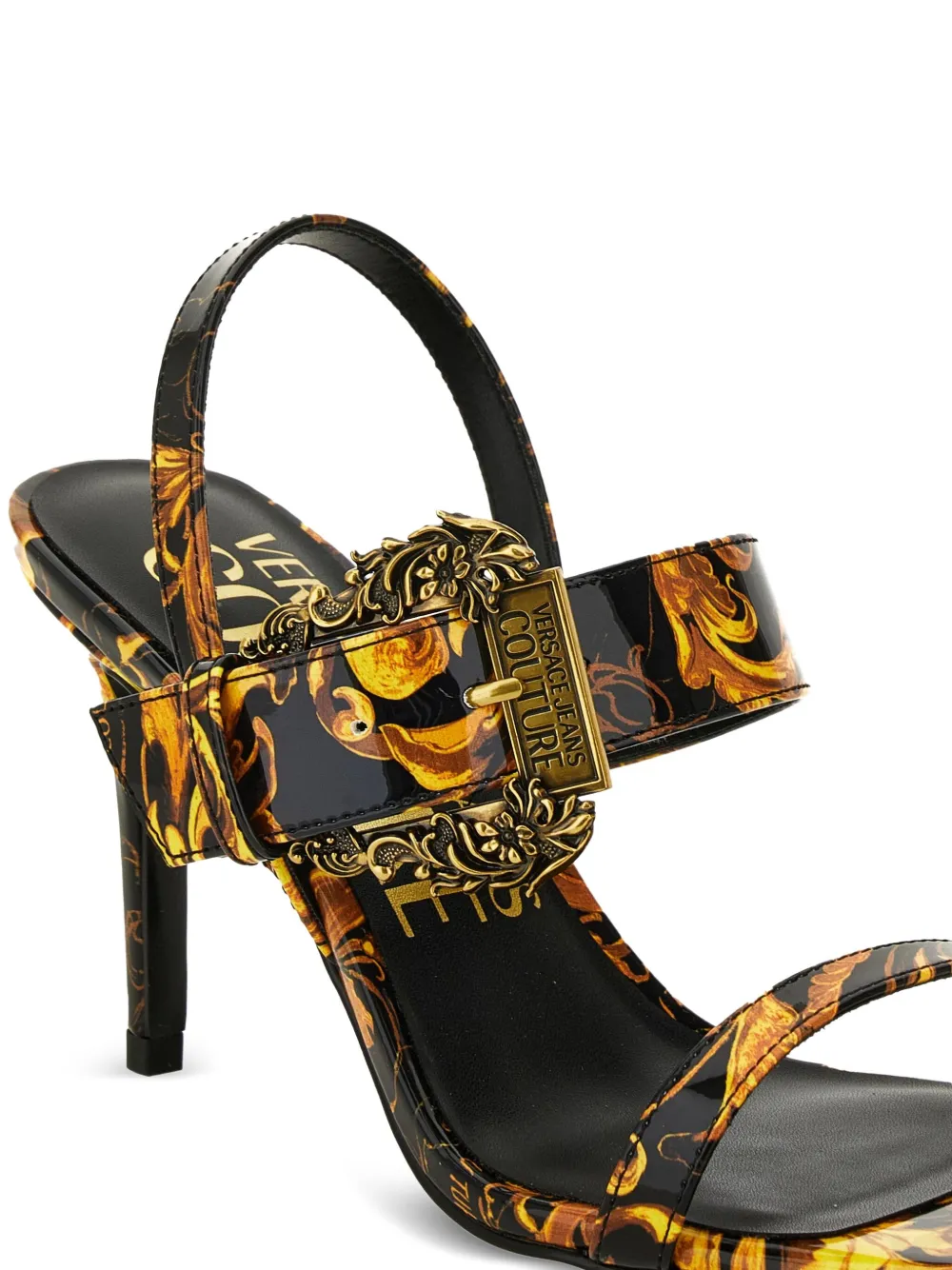 Сандалии с принтом Baroque Versace Jeans Couture, черный — фото 4