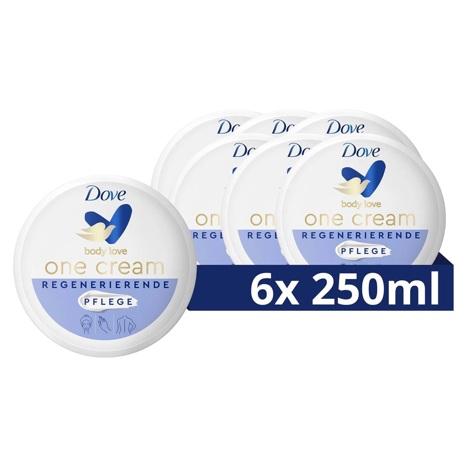 Крем для тела Dove Body Love One Cream Regenerating Care для сухой кожи 6 x 250 мл Dove