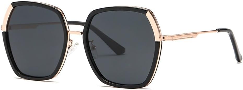 

Поляризованные солнцезащитные очки для женщин UV400, мужские солнцезащитные очки с металлической оправой, для вождения, пляжа, вечеринки, путешествий, с защитой от бликов JWMSXYQR, Black Gold Gray