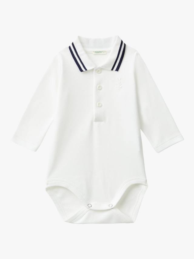 

Боди с детским воротником и планкой на пуговицах Benetton, цвет Offwhite