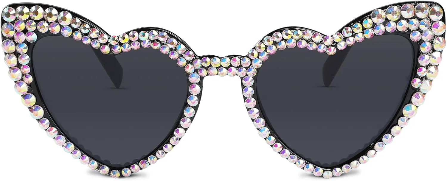 

Солнцезащитные очки YOGFIT в форме сердца для женщин, модные, классические, с любовным рисунком, для защиты глаз, винтажные, милые, в форме сердца, Rhinestones-black