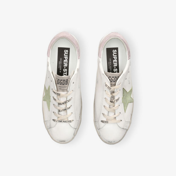 Кроссовки кожаные Golden Goose Super-Star, белый / розовый — фото 2