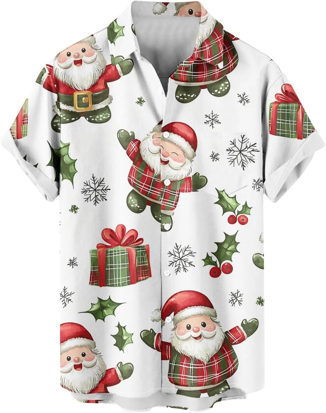 Мужская рубашка с коротким рукавом и принтом Funny Printed Christmas — фото 4