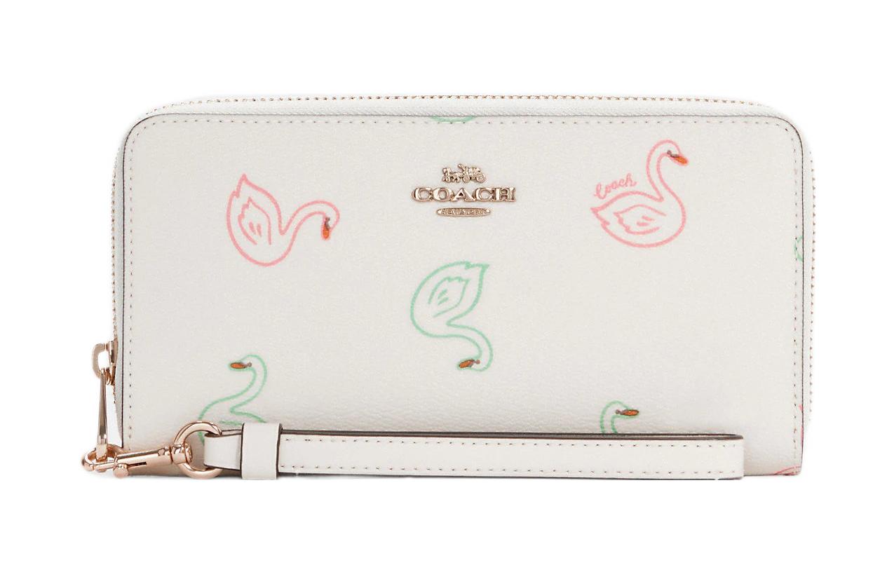 

Кожаный клатч-кошелёк женский белый COACH