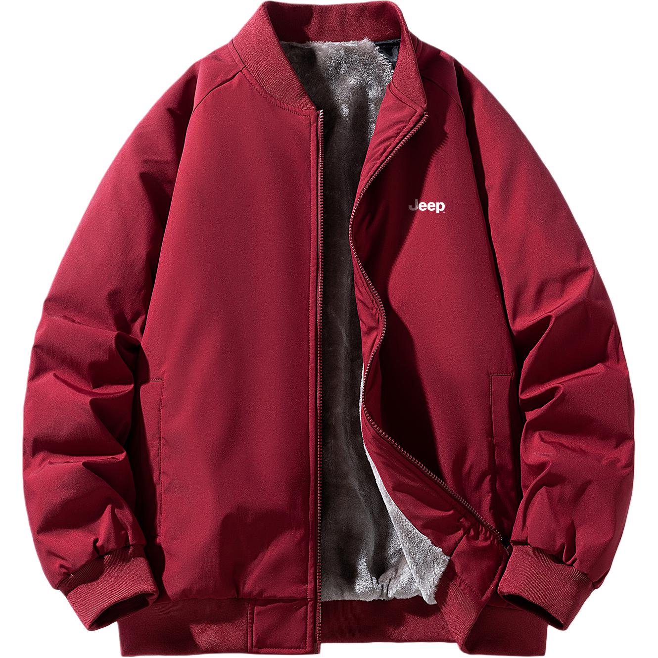 

Куртка Unisex Baseball Collar Fleece lined Pilot Jeep, burgundy[thickened and fleece-lined thermal]
