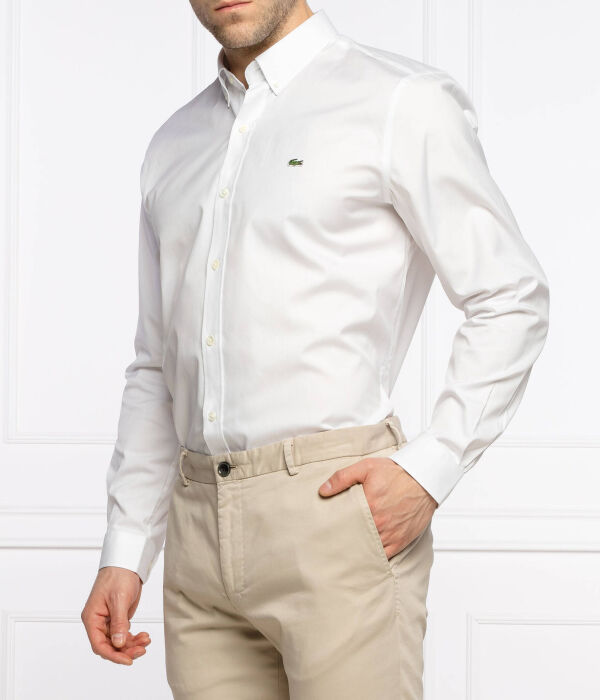 

Рубашка мужская Lacoste облегающего кроя с логотипом бренда, белый