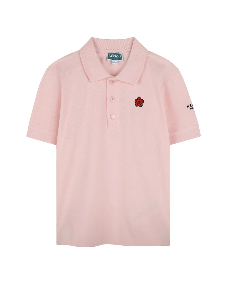 

100% хлопок детская рубашка поло с коротким рукавом Kenzo Kids, цвет Rosa