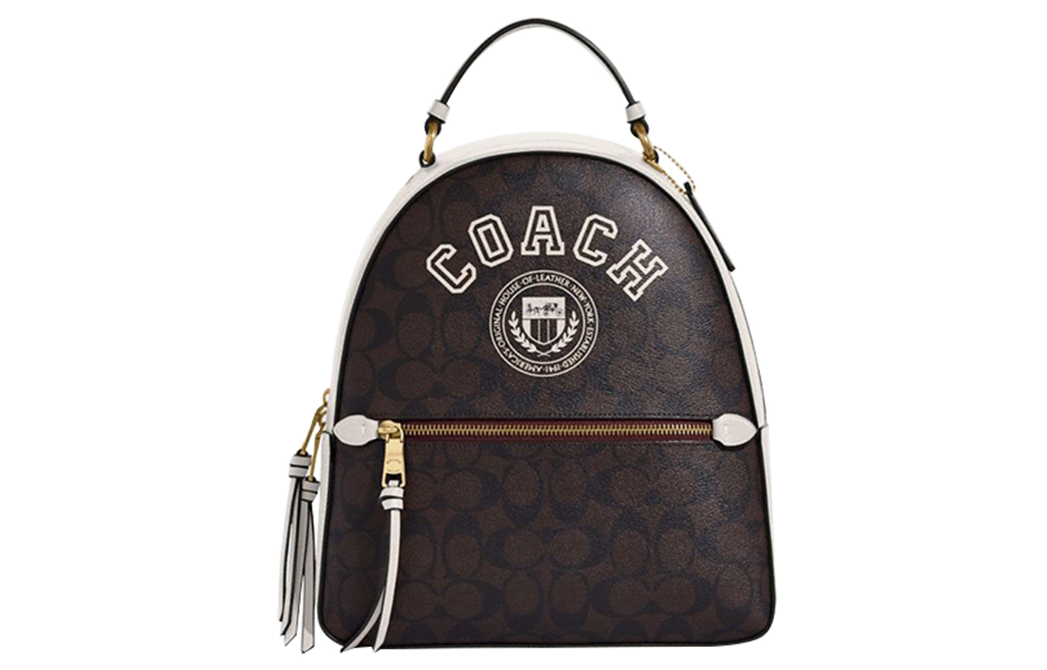 

COACH Искусственная кожа рюкзак большой размер женский коричневый и меловой белый