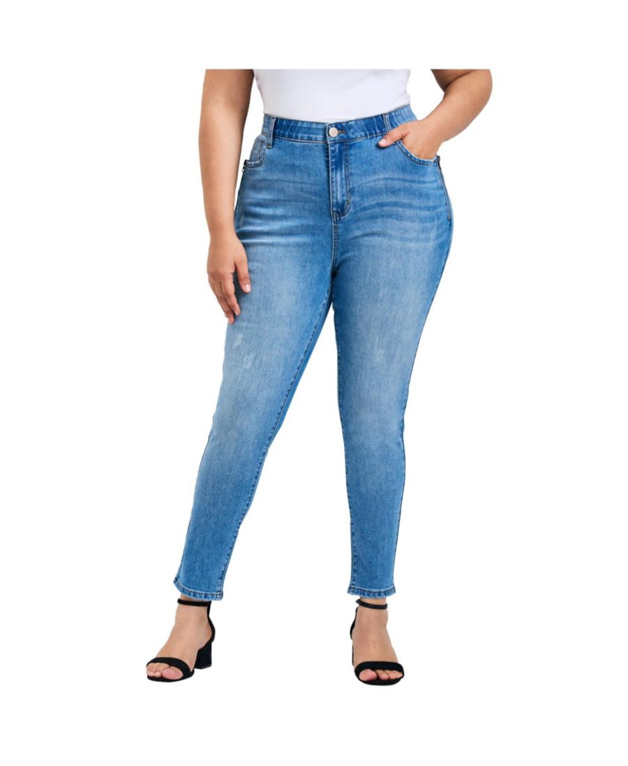 

Женские джинсы-скинни La Luna большого размера с застежкой-молнией AVENUE, Mid wash