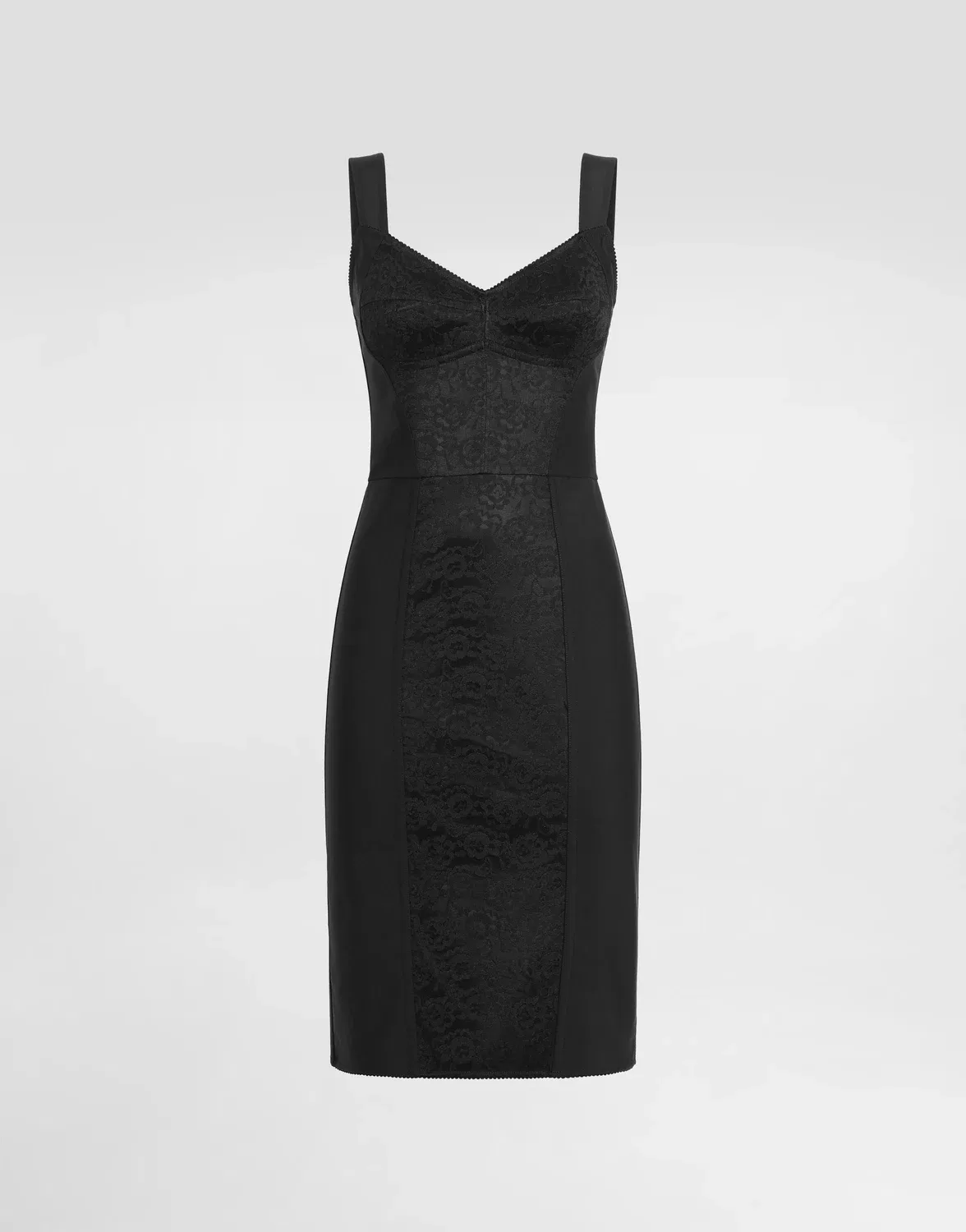 Платье-футляр из эластичной ткани и кружева DOLCE & GABBANA, черный