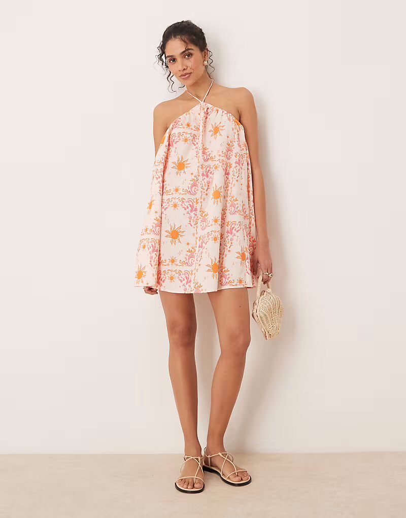 

ASOS DESIGN хлопковое трапециевидное мини-платье с принтом