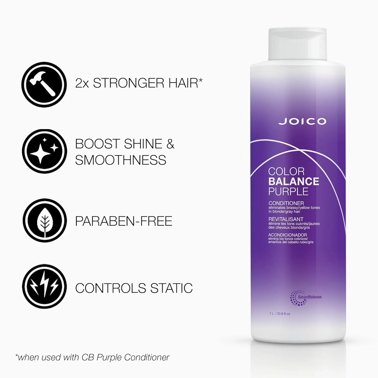 Набор шампуня и кондиционера Joico Color Balance Purple, устраняет нежелательные желтоватые и медные оттенки, подходит для холодных светлых или седых волос. 1000 мл (2 шт.), yellow — фото 4