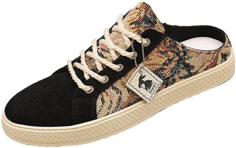 

Мужские летние кеды из холщовой ткани - дышащие с полуподскоковой конструкцией, Легкие повседневные лоферы для ежедневного комфорта Hoalox, черный