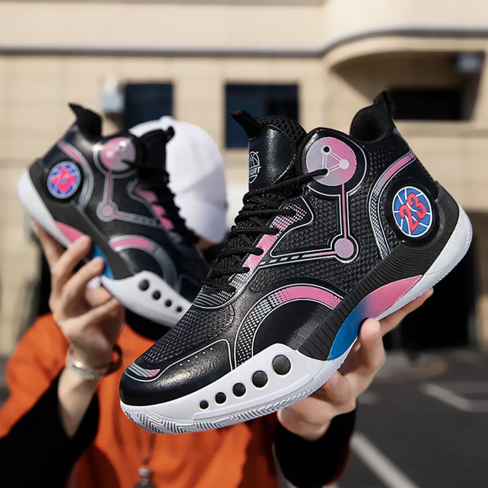 Мужские баскетбольные кроссовки High Top Дышащие, не скользящие амортизирующие кроссовки для спортивных тренировок на цементном корте Spedify, черный — фото 4