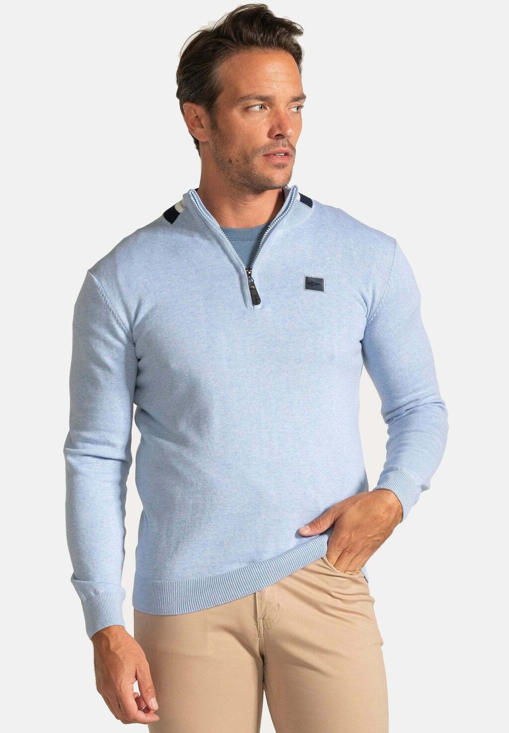 

Свитер Modern Fit Half Zip Jacey Quinn, цвет baby blue melange
