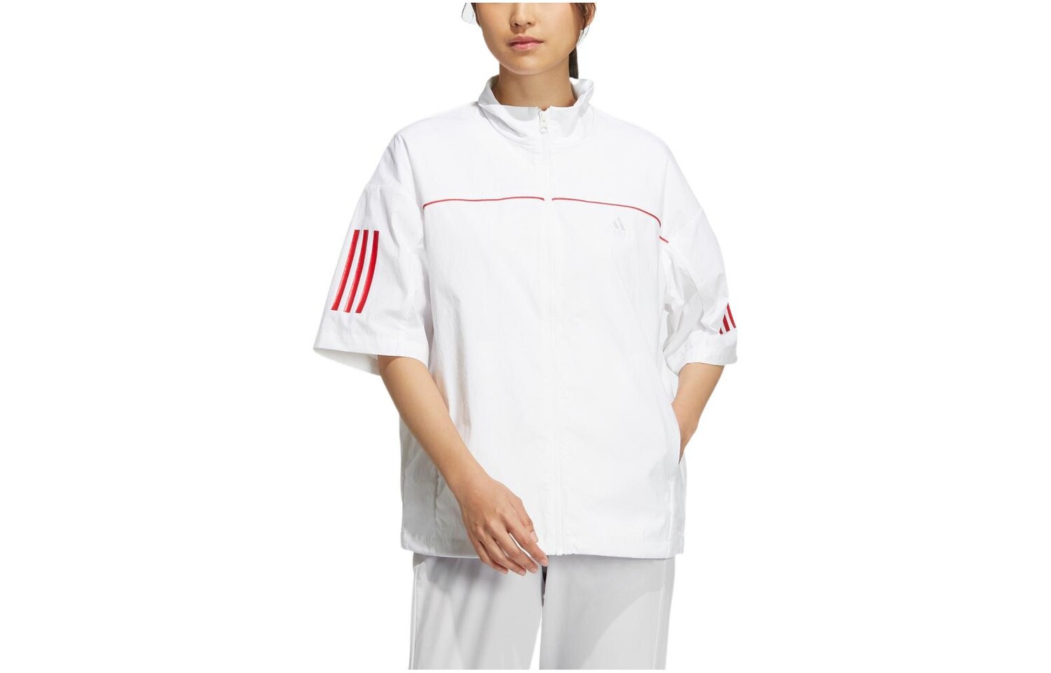 

Женская полосатая куртка с коротким рукавом, белая Adidas