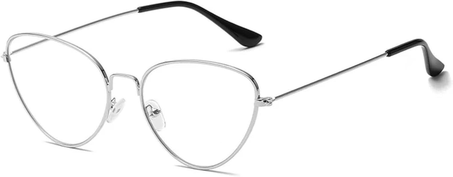 

Металлические солнцезащитные очки «кошачий глаз» для женщин и мужчин, модные, роскошные, винтажные, панк, для путешествий и вождения, с защитой от УФ-излучения UV400 TKKTLLT, Silver Clear