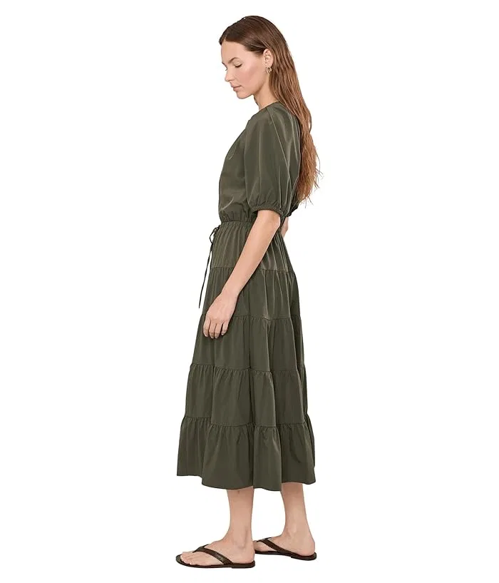 Платье миди с пышными рукавами Puff Sleeve Commuter Tiered Midi Calvin Klein, White — фото 3