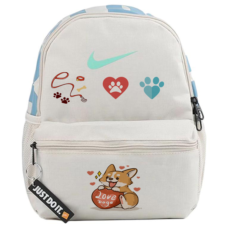 

Nike Тканевый рюкзак женский серо-белый, Heart Corgi
