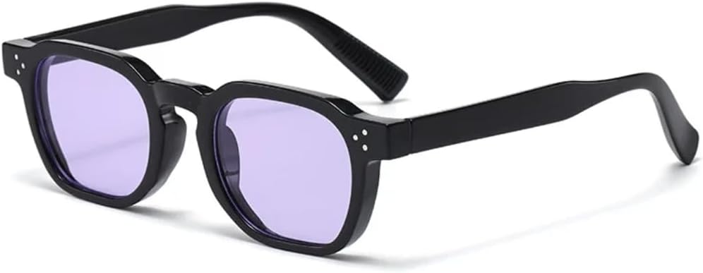 

Квадратные солнцезащитные очки для мужчин в стиле панк, двухцветные, с защитой от УФ-излучения UV400, ретро, ​​с заклепками, модные женские очки с прозрачными линзами в оправе TVTBBVV, Black Purple