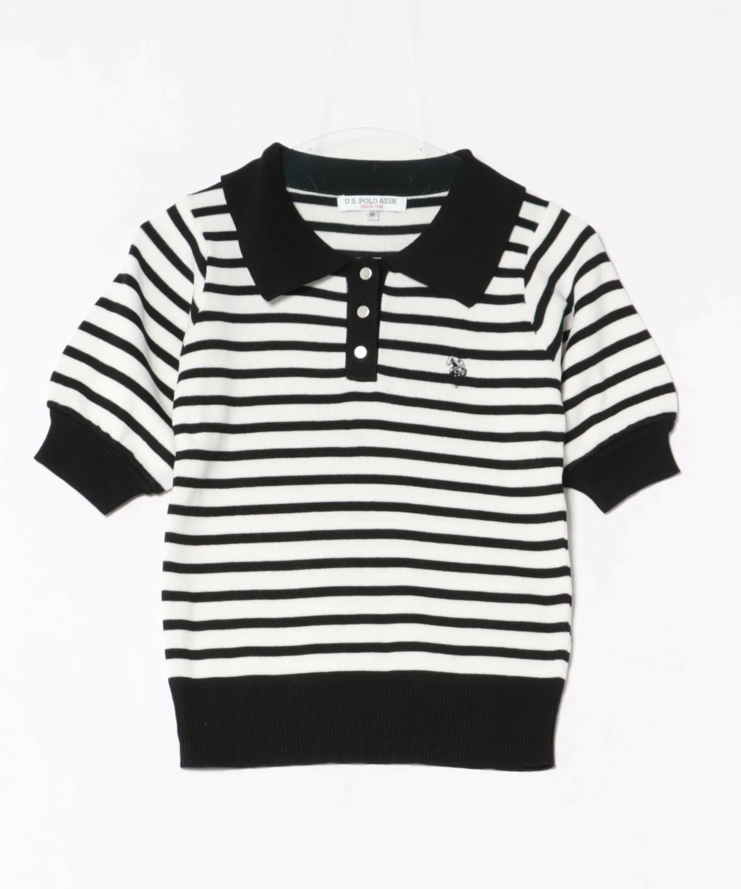 Ассоциация поло США/(W) Двухцветное трикотажное поло U.S. Polo Assn., black