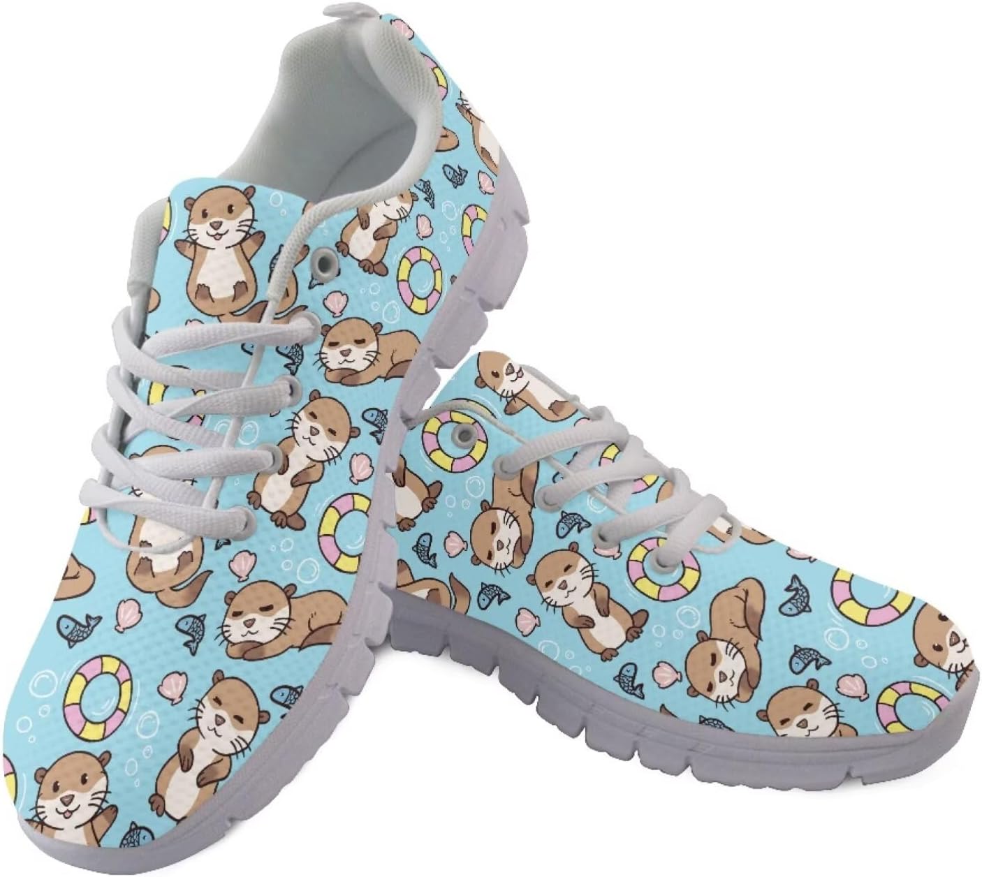 

Кроссовки Jeiento Fashion для бега и прогулок на шнуровке для мужчин и женщин, удобная сетчатая обувь для тенниса, повседневная обувь для работы и путешествий, Cute Sea Otter