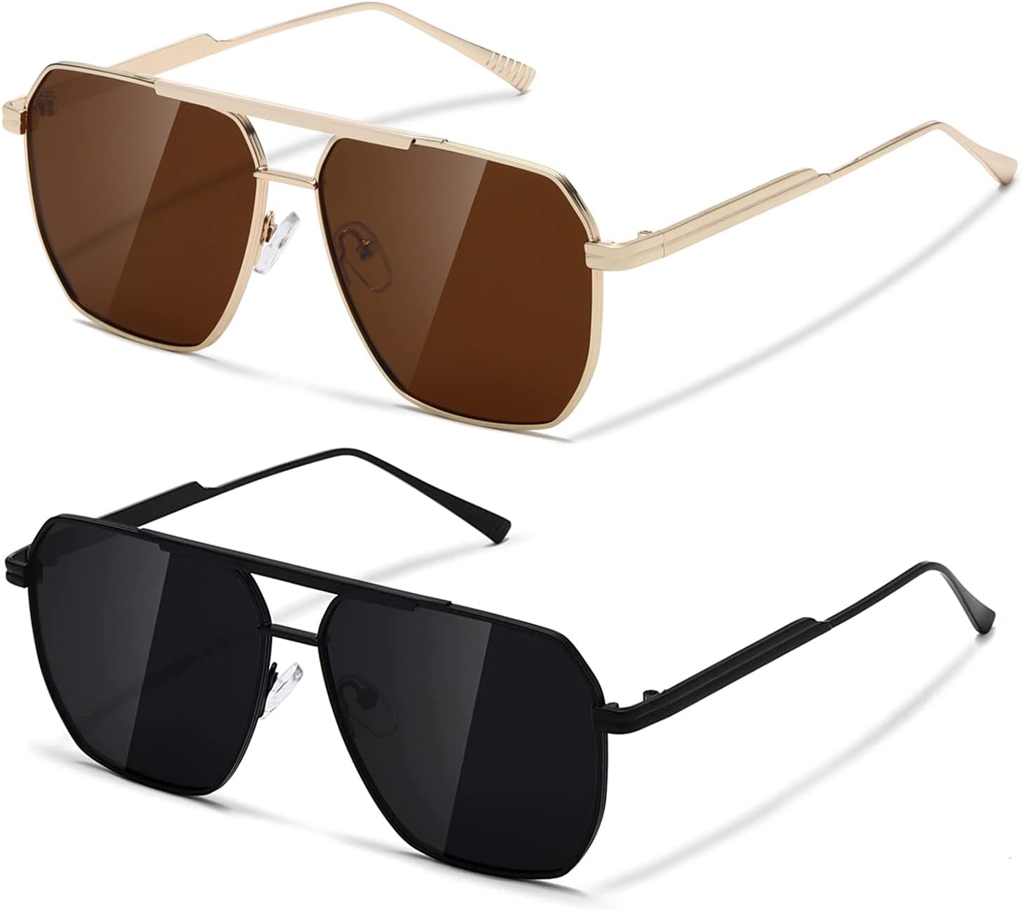 

Солнцезащитные очки MASDUN Retro Oversized Square Polarized для женщин и мужчин, винтажные, с защитой от УФ-излучения UV400, классические металлические, Black/Gold Tan