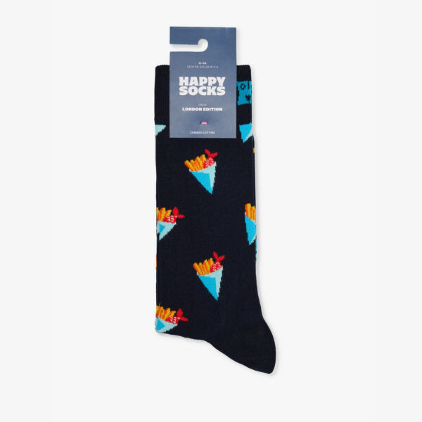 

Носки из хлопковой смеси «Рыба с чипсами» Happy Socks, синий