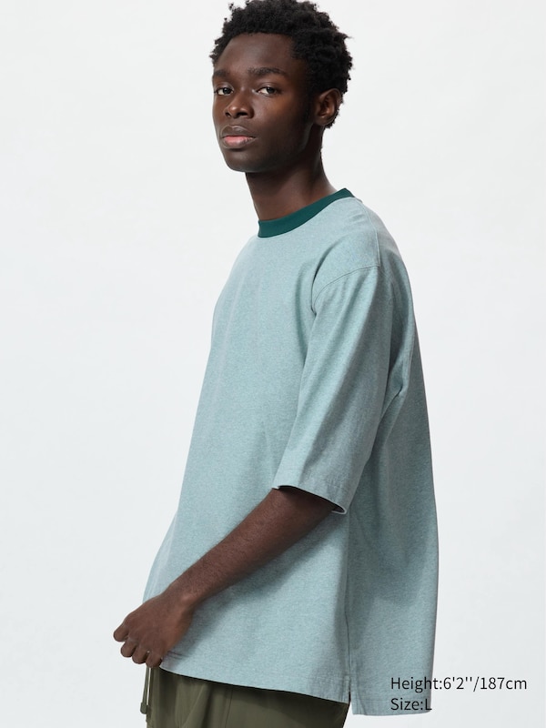 

Футболка oversize с цветными блоками (ringer) Uniqlo, зеленый