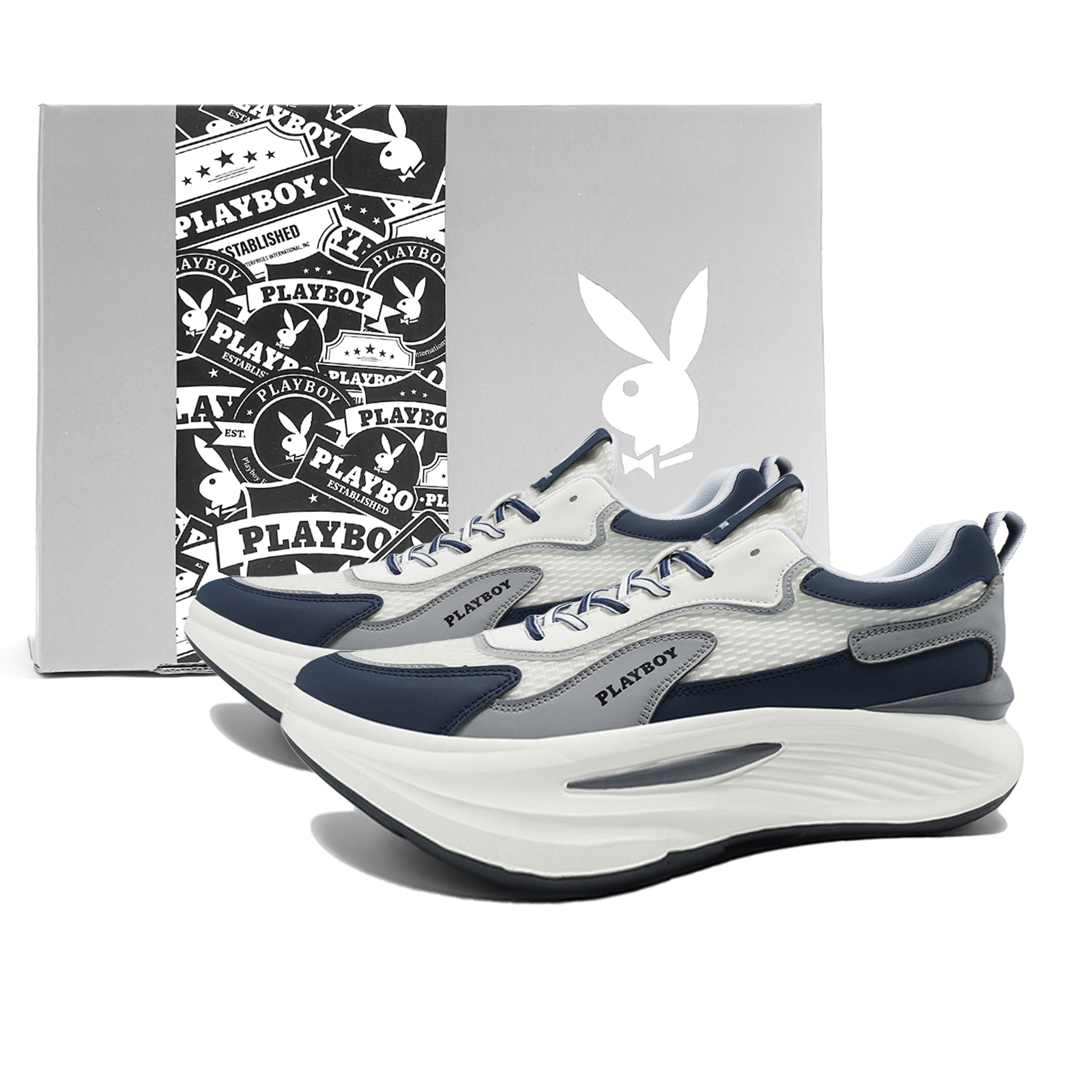 

Низкие повседневные туфли для мужчин Playboy, White Blue