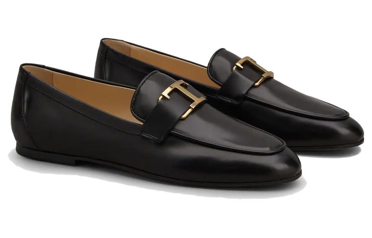 Футболка с логотипом T Кожаные лоферы женские TOD'S — фото 4