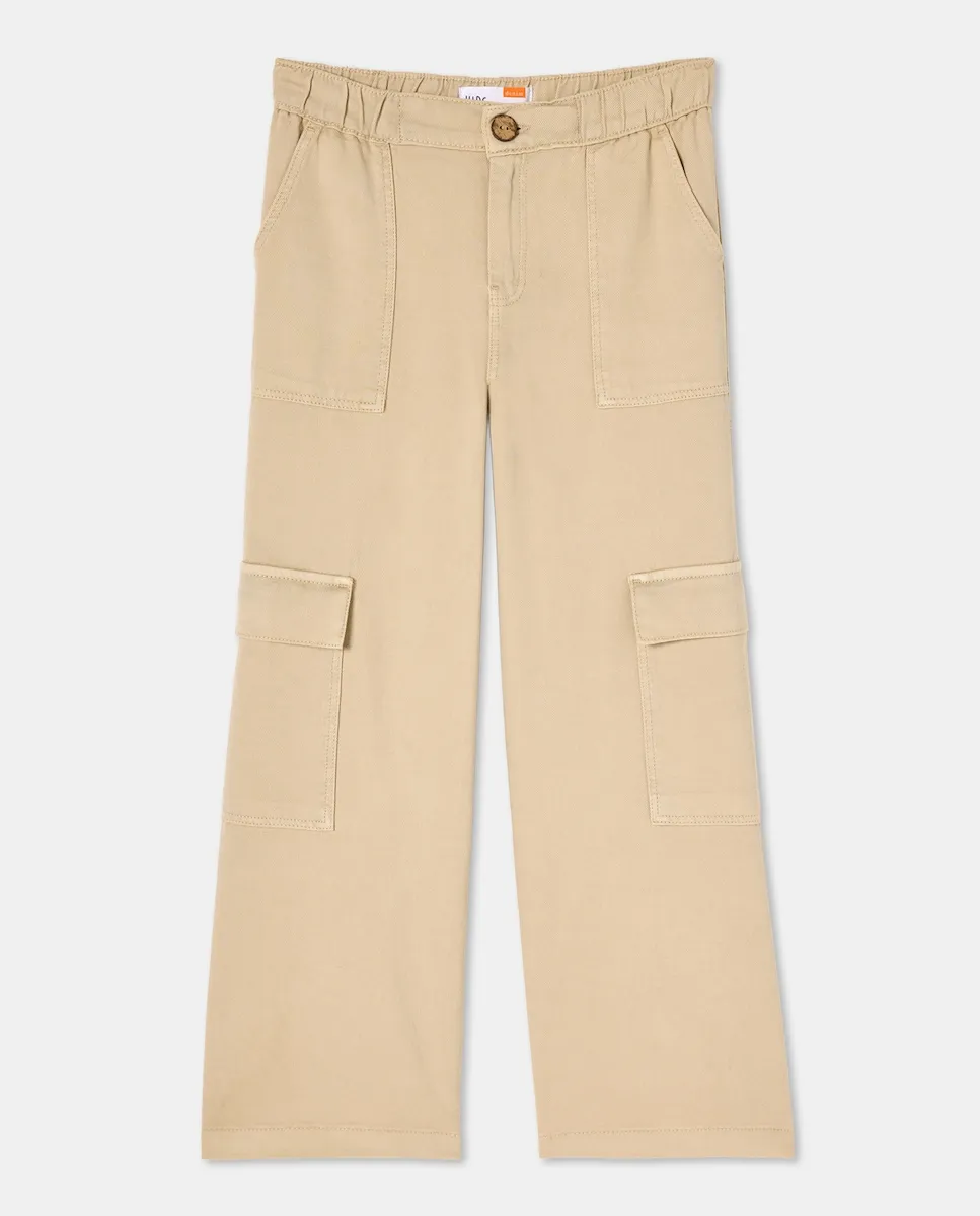 

Джинсы-карго для девочек из саржи Kids El Corte Inglés, светло-серый