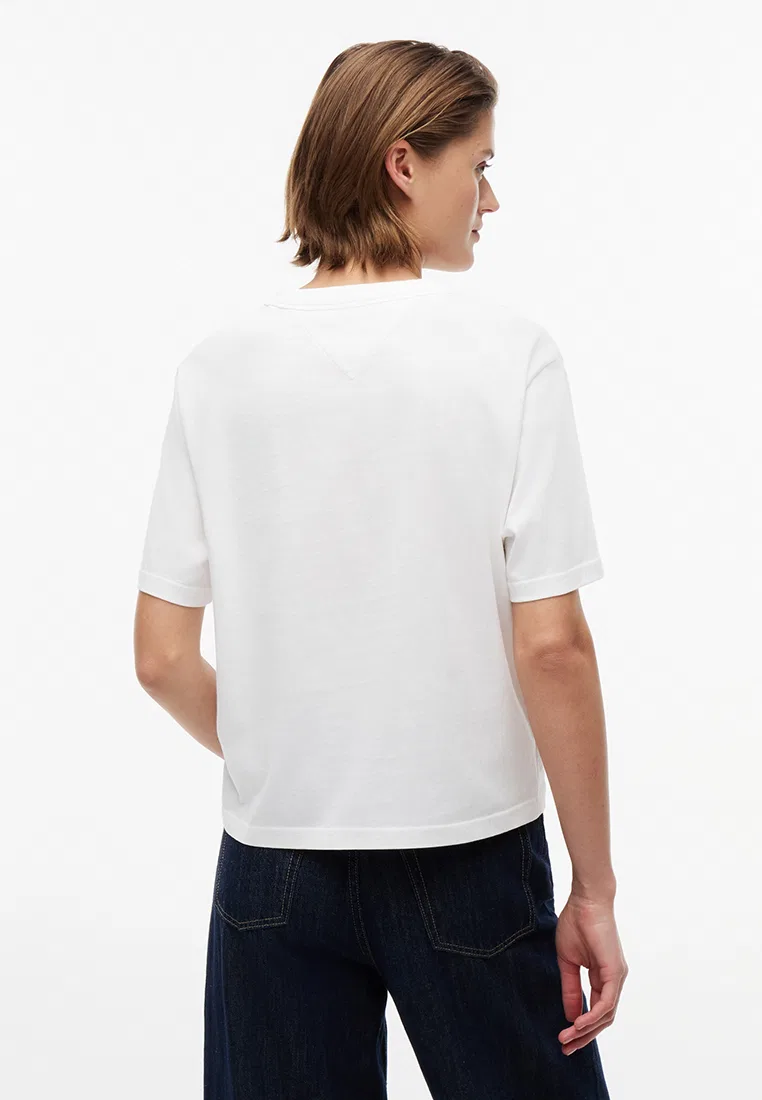 Футболка, свободный крой, Tommy Jeans Tommy Hilfiger, экрю — фото 2