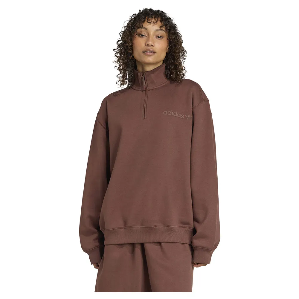 

Толстовка adidas Originals Essentials Linear Oversized half zip, коричневый