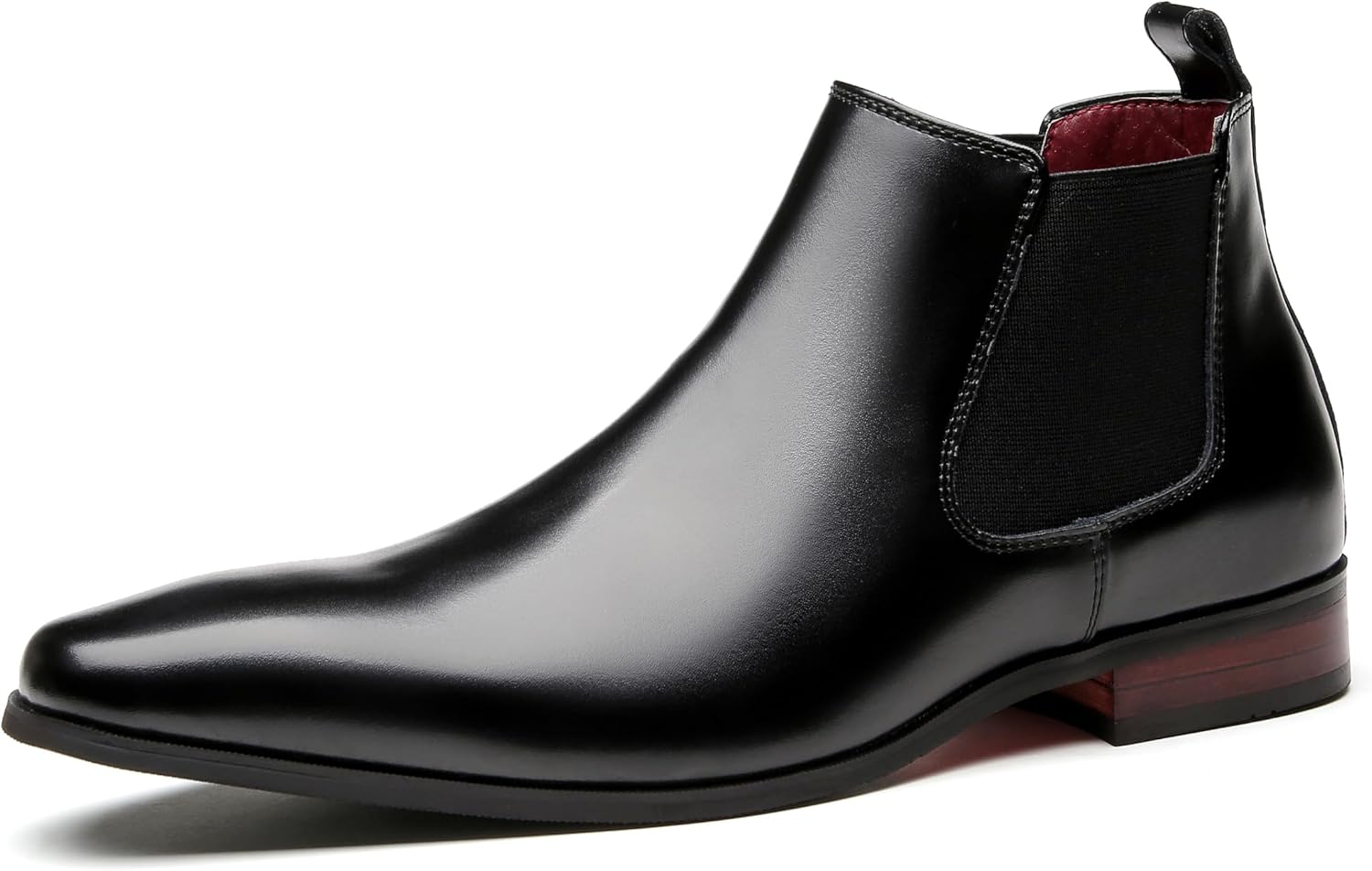 

Мужские ботинки Chelsea Santimon, повседневные, кожаные, с гладким носком, формальные ботинки для смокинга и ботинки до щиколотки для мужчин, черный