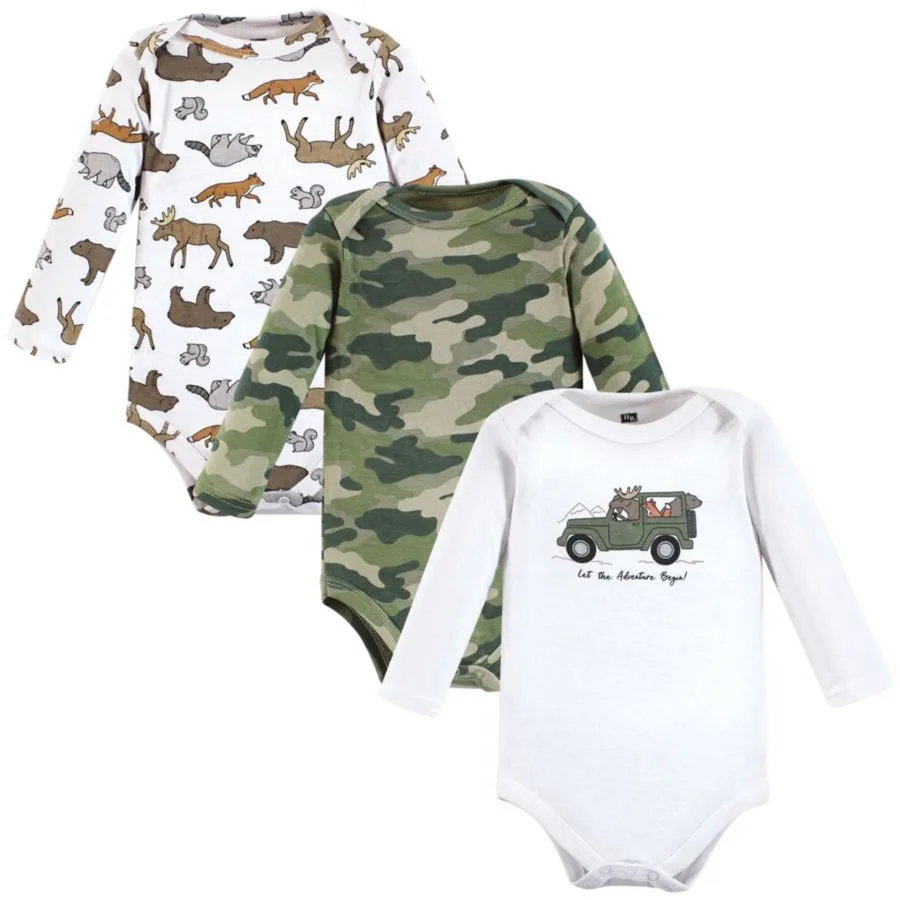 Хлопковые боди с длинными рукавами, комплект из 3 штук Hudson Baby, Animal Adventure 3-Pack