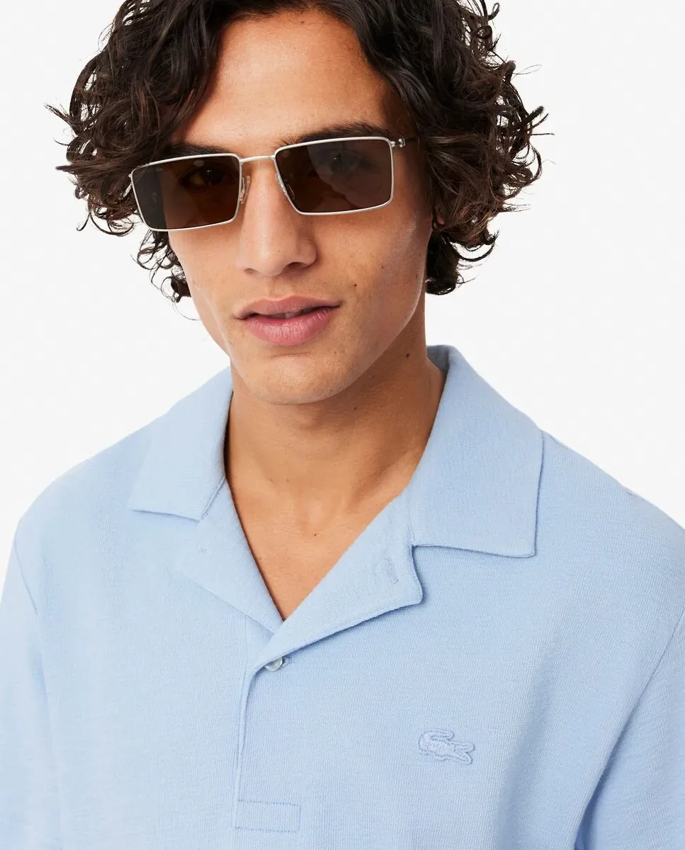 Мужское текстурированное поло классического кроя с короткими рукавами Lacoste, светло-голубой — фото 3