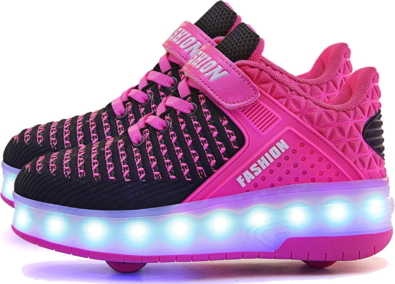 

Детские роликовые кроссовки Aikuass с USB-подзарядкой и светящейся LED-подсветкой для мальчиков и девочек, 1- Rose- Double Wheels