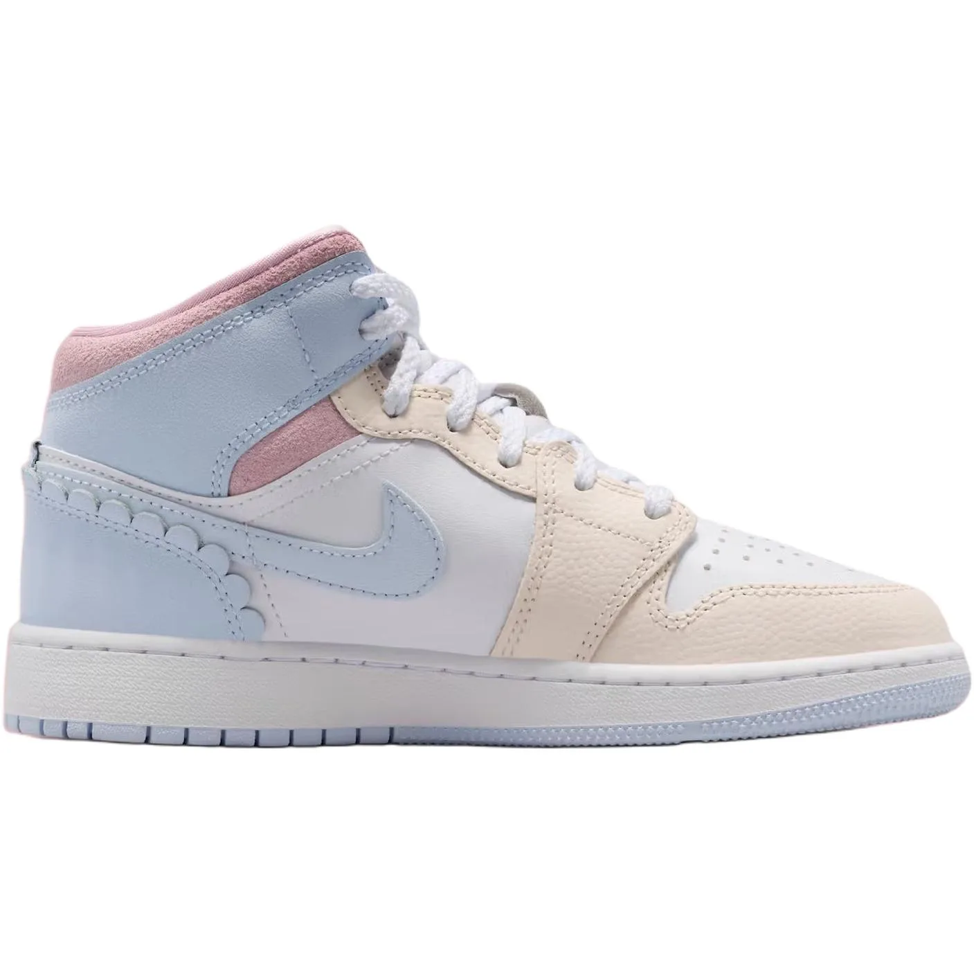 Jordan Кроссовки баскетбольные Air 1 Mid top для детей бело-голубые — фото 3