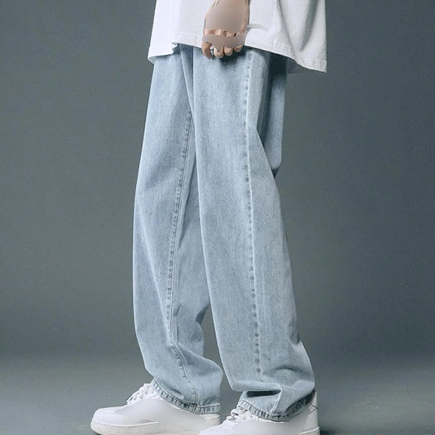 Джинсы свободные мужские Vintage, Wathet Blue — фото 4